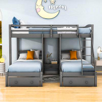 Harriet Bee Full Over Twin & Twin 3 Drawer L-Shaped Bunk Beds