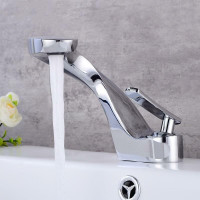 Modern Creative Curve 1-Handle Single Hole Solid Brass Bathroom Sink Faucet in Chrome, Brushed Nickel & Chrome/White )