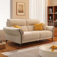 MABOLUS 85.83" Khaki Cloth Modular Sofa cushion couch