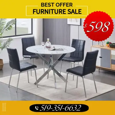 White Modern Dining Table Set! Kijiji Furniture Sale!