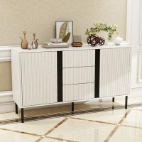 Ebern Designs White Blister Modern 3 Drawer 2 Door Dressers Cabinet, Suitable for Living Room, Corridor, Bedroom