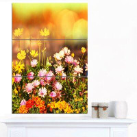 Made in Canada - Design Art 'Beautiful Multi-Colour Flowers' 3 Piece Photographic Print on Wrapped Canvas Set