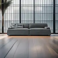 ULTORU 110.2" Grey Cloth Modular Sofa cushion couch
