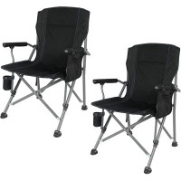 Arlmont & Co. Arlmont & Co. Folding Camping Chair For Adults Heavy Duty With Cup Holder Set Of 2