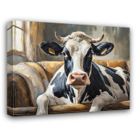 Trinx Cow-Couch 2-Giclee on Gallery Wrapped Canvas by Steven Chambers