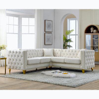 House of Hampton 82.2-Inch Velvet Corner Sofa Covers, L-Shaped Sectional Couch, 5-Seater Corner Sofas With 3 Cushions Fo