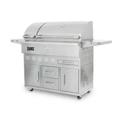 Louisiana Grills ™ Estate Series 860 sq in 304 Stainless Steel Pellet Grill w/ Full Lower Cabinet- L...