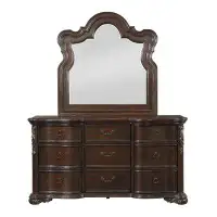 Astoria Grand Montoya 9 Drawer 71" W Solid Wood Double Dresser with Mirror