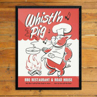 Winston Porter 'Whistl'n Pig BBQ Restaurant & Road House Vintage' Graphic Art Print