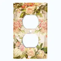 WorldAcc Vintage Rose 1-Gang Duplex Outlet Wall Plate