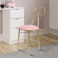Everly Quinn Eluid Bow Tie Light Pink Vanity Chair