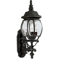 Lark Manor Rawson Textured Black 3 - Bulb 23.25" H Beveled Glass Outdoor Wall Lantern
