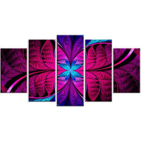 Design Art 'Bright Pink Fractal Stained Glass' Graphic Art Print Multi-Piece Image on Canvas