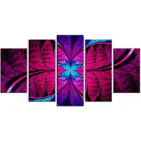Design Art 'Bright Pink Fractal Stained Glass' Graphic Art Print Multi-Piece Image on Canvas