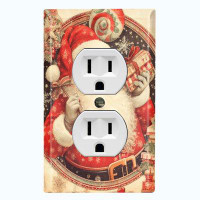 WorldAcc Metal Light Switch Plate Outlet Cover (Old Santa Claus Present Gifts - Single Duplex)
