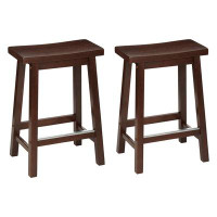 Red Barrel Studio Solid Wood Saddle-Seat Counter-Height Stool Set of 2