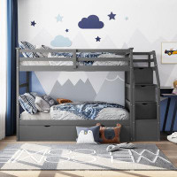 Harriet Bee Twin-Over-Twin Bunk Bed With Twin Size Trundle And 3 Storage Stairs