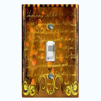 WorldAcc Metal Light Switch Plate Outlet Cover (Yellow Brown Frame Damask Letter    - Single Toggle)