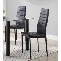 Wenty Modern Style Metal Finish Side Chairs 2Pc Set Faux Leather Upholstery Contemporary Dining Room Furniture