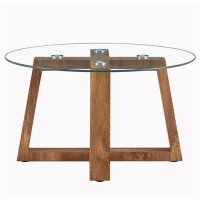 Millwood Pines circular coffee and tea tables with transparent tempered glass tabletop
