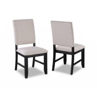 Red Barrel Studio Transitional Relaxed Vintage Style 2Pc Warm Charcoal Black Finish Finish Nailhead Trim Side Chairs Sta