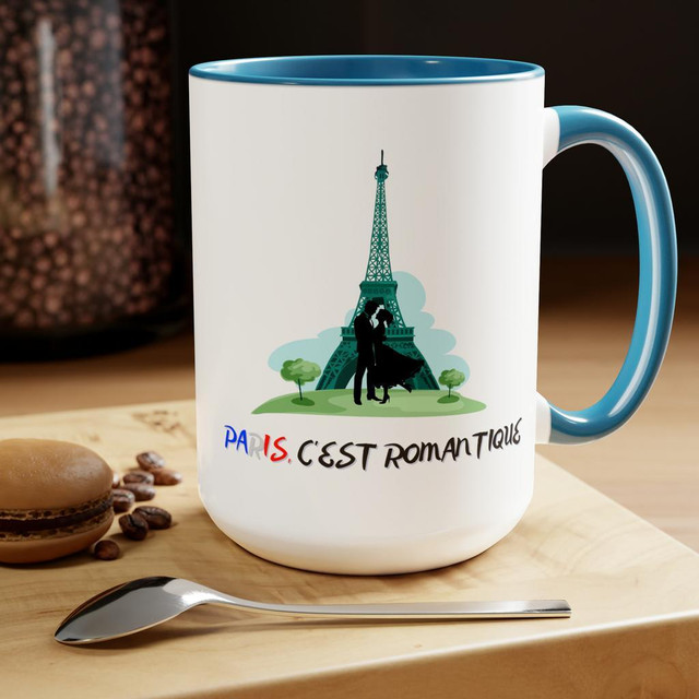 Beautiful Trip To Paris Theme Two Tone Coffee Mug in Other