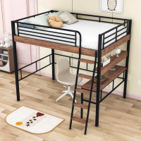 Mason & Marbles Gelantipy Kids Metal Loft Bed with Shelf,Desk and Ladder