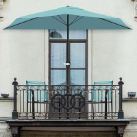 Wrought Studio Half Umbrella Outdoor Patio Shade - 9 Ft Patio Umbrella With Easy Crank - Small Canopy For Balcony, Table