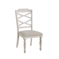 One Allium Way Jennifer Solid Wood Upholstered Side Chairs In Creme