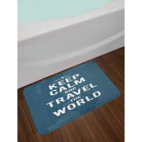East Urban Home Ambesonne Keep Calm Bath Mat by, Travel the World Quote on a Faded Map of United Kingdom and a Plane Sil