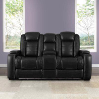 Latitude Run® Power Recliner Loveseat With Console And Adjustable Head, Black