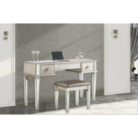 Rosdorf Park 30" Makeup Vanities Desk With Flip Top Dressing Table With Drawers, Wood Makeup Vanity Table Set With Stool
