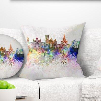 Made in Canada - East Urban Home Designart 'Colourful Brampton Skyline' Cityscape Painting Throw Pillow in Home Décor & Accents
