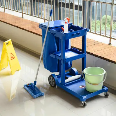 Janitor Cart 47.75" x 20" x 39.25" Blue