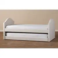 Red Barrel Studio Lefancy Munibah White Faux Leather Upholstered Daybed with Guest Trundle Bed