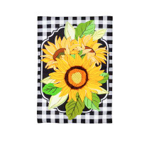 Evergreen Enterprises, Inc Sunflowers and Checks 2-Sided Polyester 18 x 13 in. Garden Flag