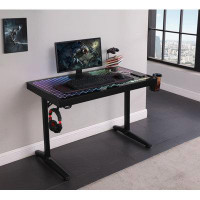 Latitude Run® Fabion Tempered Glass Top Gaming Desk Black