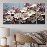 Winston Porter Dogwood Field Pointillism Collage III - Floral Wall Art Living Room - 5 Equal Panels