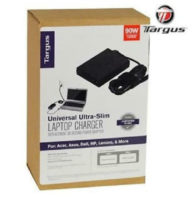 Targus 90W Universal Ultra-Slim Notebook AC Power Adapter, Factory Refurbished - APA791USO in Laptop Accessories in West Island - Image 2