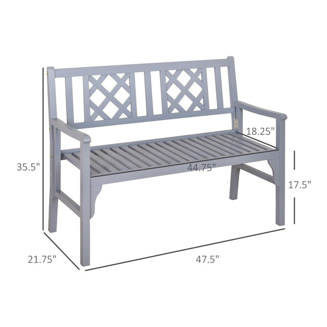 Garden Bench 47.5" x 21.75" x 35.5" Gray in Patio & Garden Furniture - Image 3