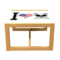 The Holiday Aisle® The Holiday Aisle® Bulldog Coffee Table, Funny Print Of I Love Dogs American Flag In A Heart Animal I