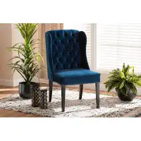 Rosdorf Park Lefancy  Lamont Modern  Upholstered and Dark Brown Finished Wood Wingback Dining Chair