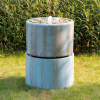 17 Stories Contemporary Cement Water Fountain, Outdoor Bird Feeder / Bath Fountain,Water Feature With Light
