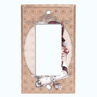 WorldAcc Metal Light Switch Plate Outlet Cover (Tuxedo Fancy Chihuahua Dog Plaid Beige Frame - Single Toggle)