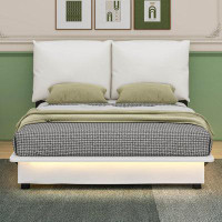Cosmic Full Size Upholstered Platform Bed With Sensor Light And Ergonomic Design Backrests
