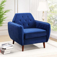 Mercer41 Mid Century Accent Chair Modern Upholstered Armchair Velvet Fabric Comfy Reading Chair Sofa Chair