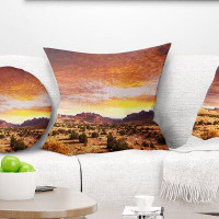 Made in Canada - East Urban Home African Landscape Land with Thick Clouds at Sunset Pillow