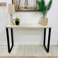 17 Stories 17 Stories Bedroom 48" Console Table - Accent Table, Farmhouse Mix, Heavy Duty Metal Legs.