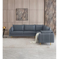 Ebern Designs L-Shaped Corner Sectional leather Sofa, Upholstered Sofa