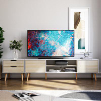 Corrigan Studio 90 Inch Mid Century Modern TV Stand For 95 Inch TV,Entertainment Centre With Storage And Push Up Open Do